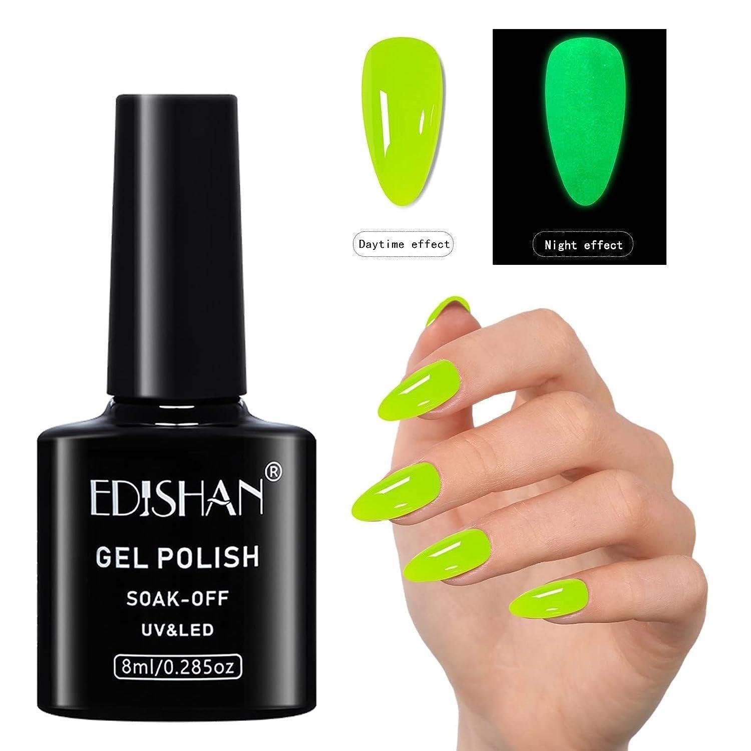 8ml Fluorescent Glow-In-Dark Gel Soak Off UV LED Nail Art Varnish DIY Luminous - 05#Fluorescent Grapefruit Red