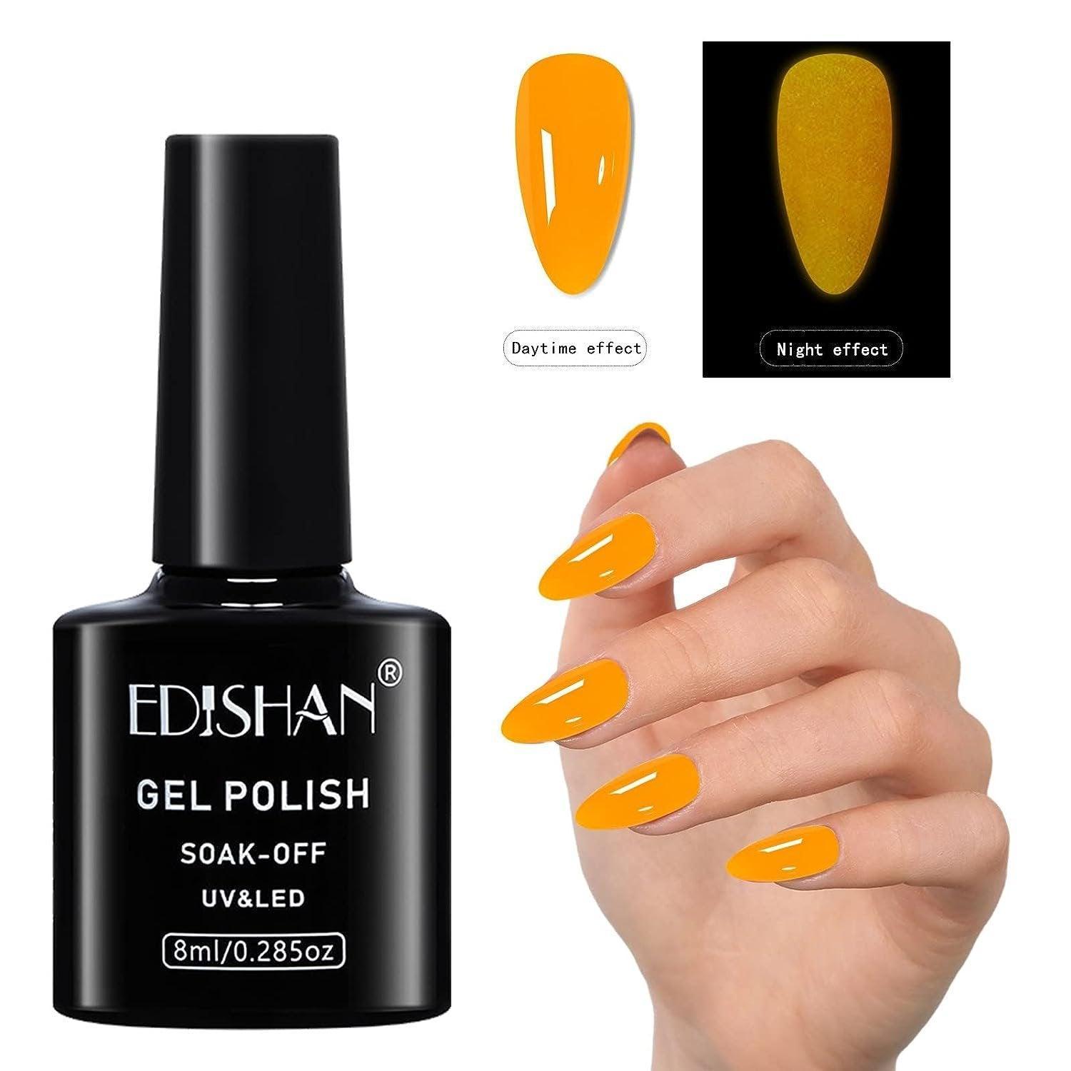 8ml Fluorescent Glow-In-Dark Gel Soak Off UV LED Nail Art Varnish DIY Luminous - 05#Fluorescent Grapefruit Red