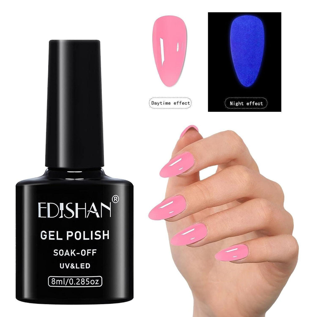 8ml Fluorescent Glow-In-Dark Gel Soak Off UV LED Nail Art Varnish DIY Luminous - 05#Fluorescent Grapefruit Red