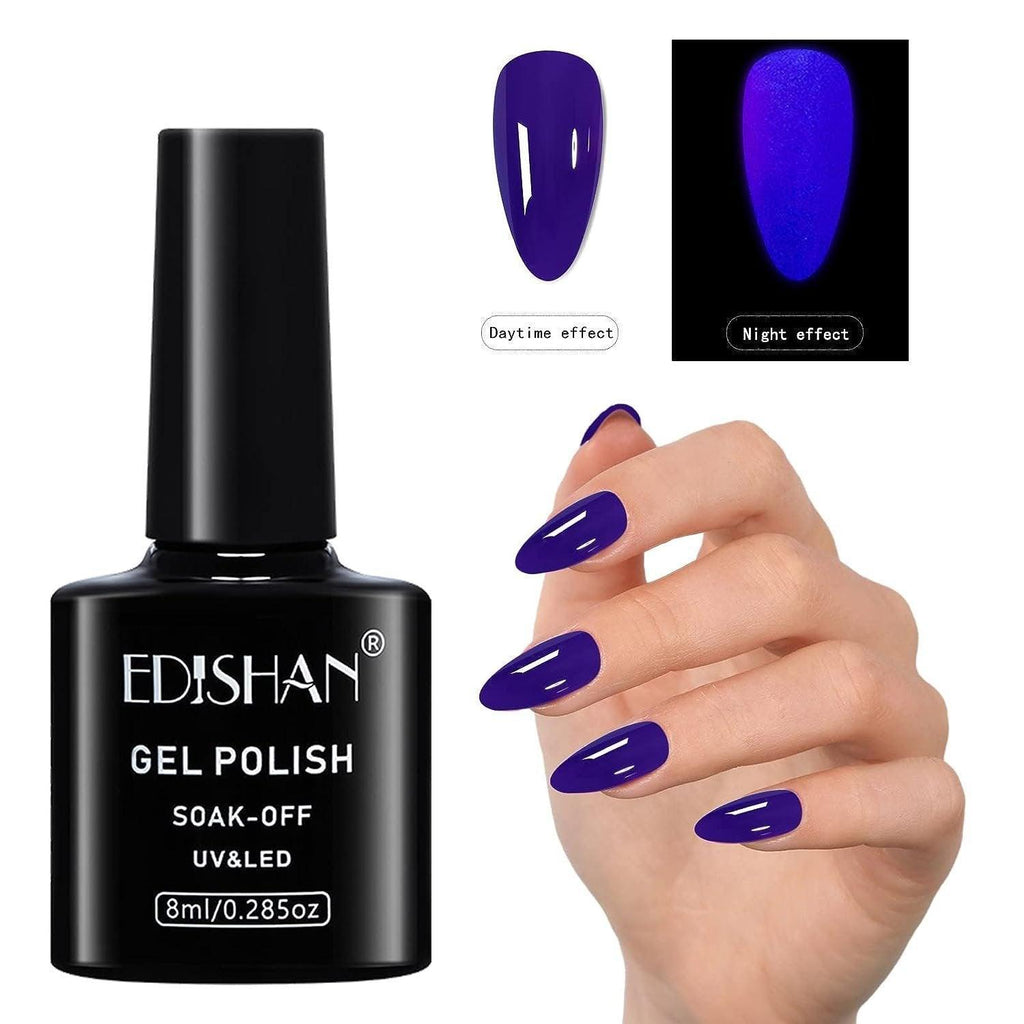 8ml Fluorescent Glow-In-Dark Gel Soak Off UV LED Nail Art Varnish DIY Luminous - 05#Fluorescent Grapefruit Red