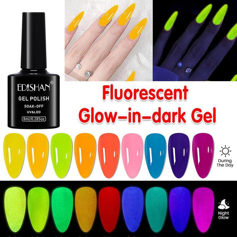 8ml Fluorescent Glow-In-Dark Gel Soak Off UV LED Nail Art Varnish DIY Luminous - 07#Fluorescent Blue