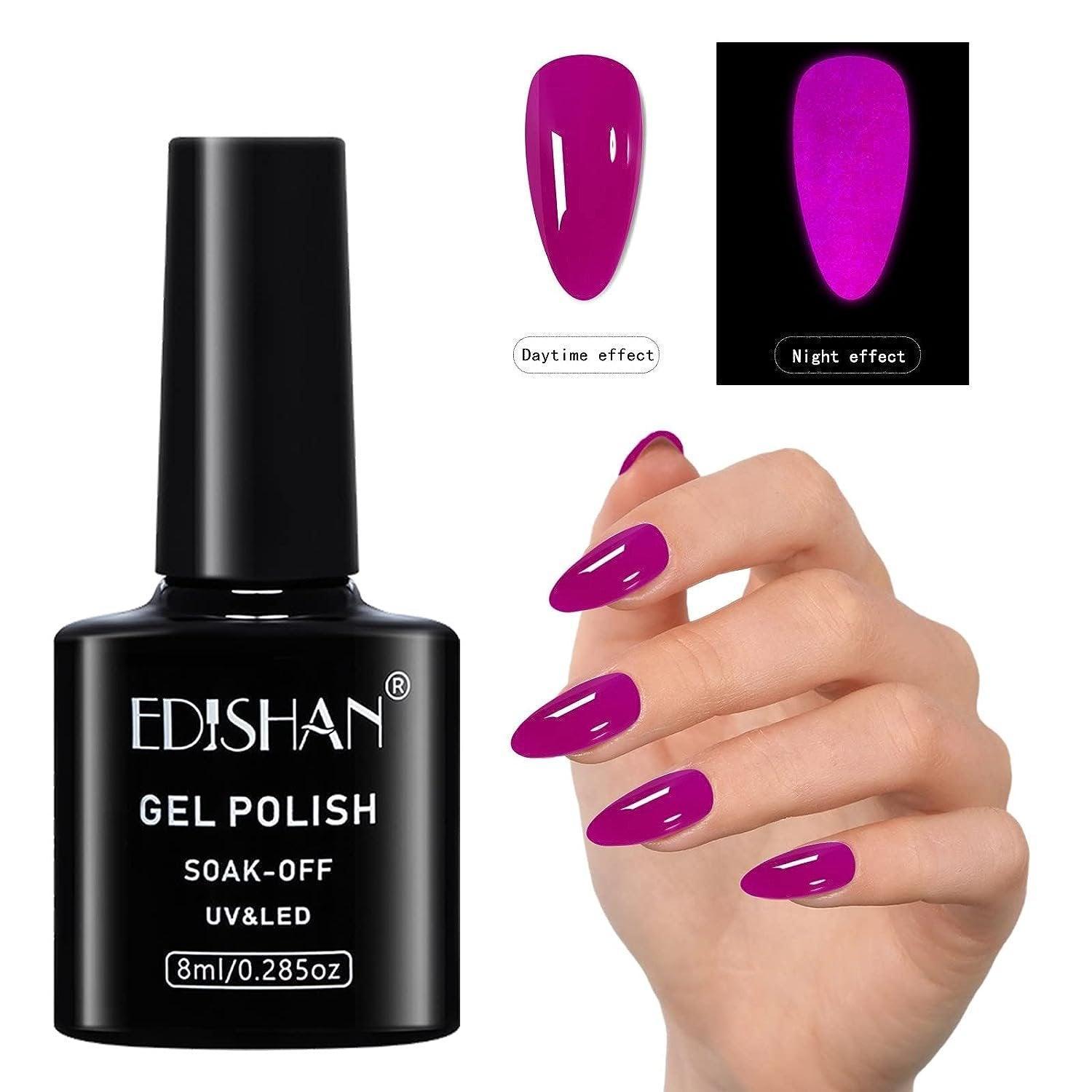 8ml Fluorescent Glow-In-Dark Gel Soak Off UV LED Nail Art Varnish DIY Luminous - 07#Fluorescent Blue