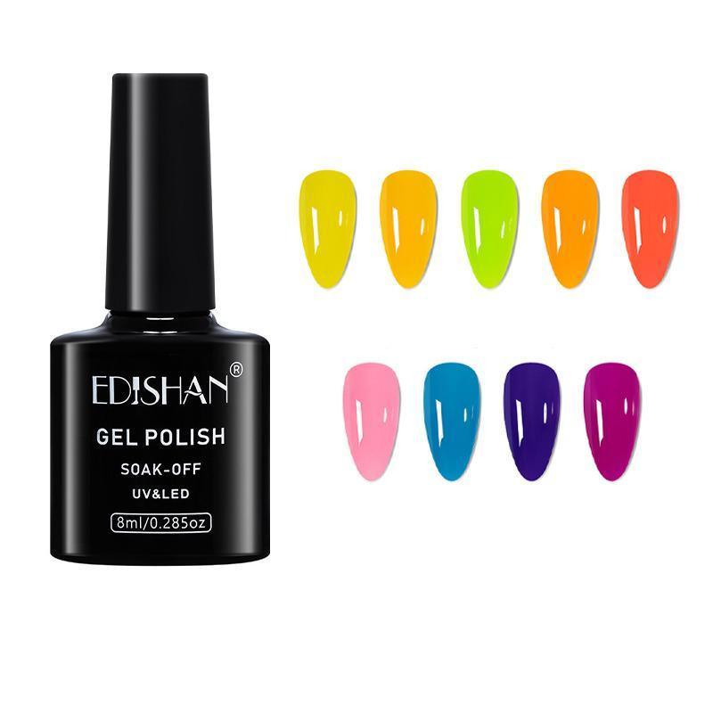 8ml Fluorescent Glow-In-Dark Gel Soak Off UV LED Nail Art Varnish DIY Luminous - 08#Fluorescent Purple Sweet Potao