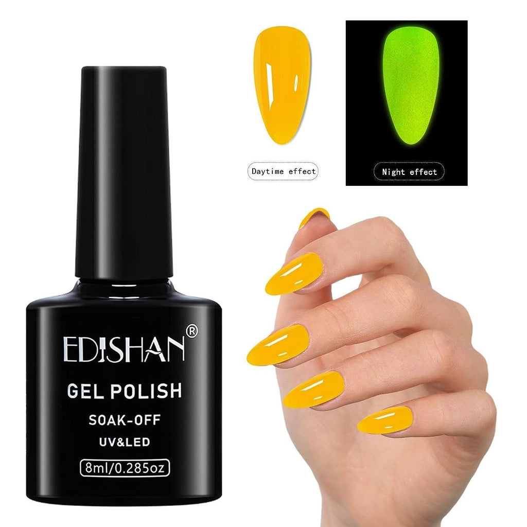 8ml Fluorescent Glow-In-Dark Gel Soak Off UV LED Nail Art Varnish DIY Luminous - 08#Fluorescent Purple Sweet Potao