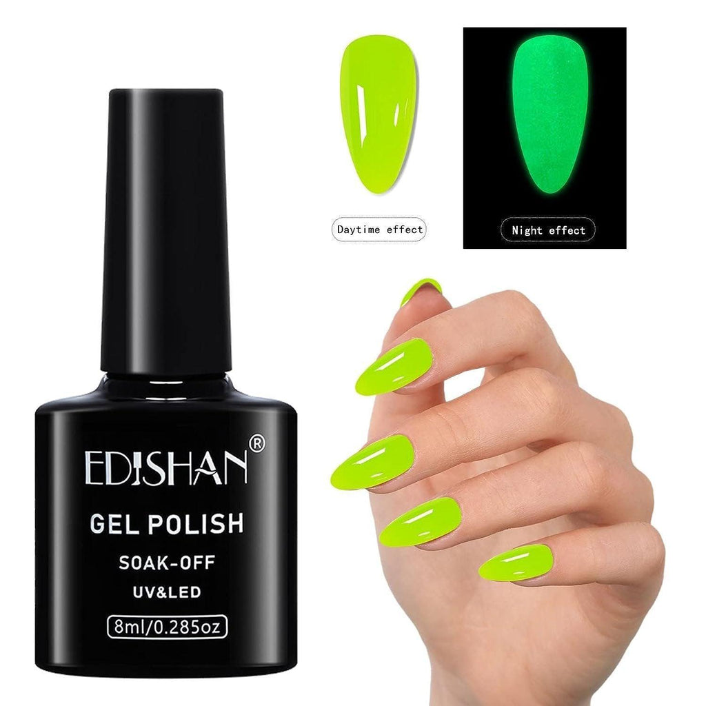 8ml Fluorescent Glow-In-Dark Gel Soak Off UV LED Nail Art Varnish DIY Luminous - 08#Fluorescent Purple Sweet Potao