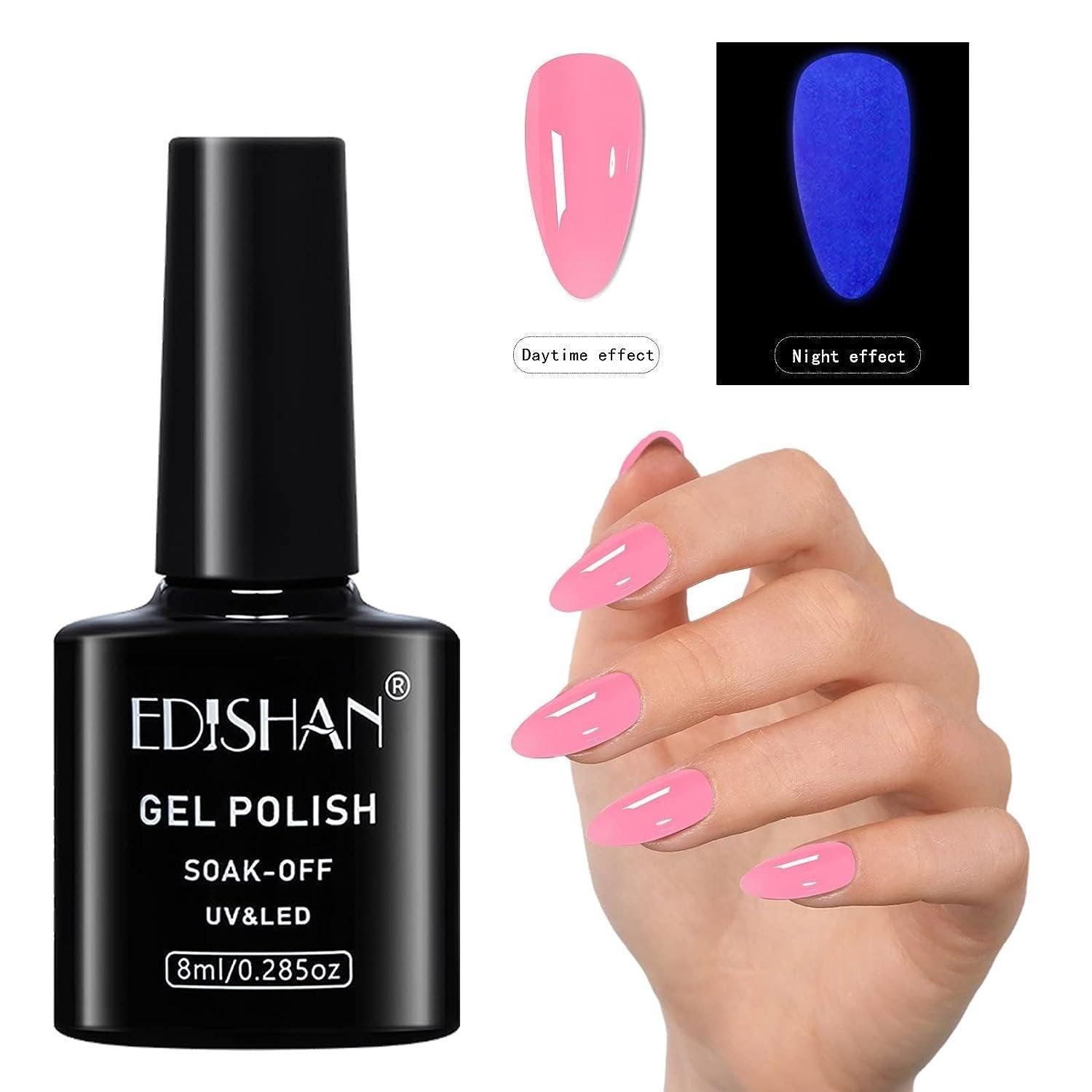 8ml Fluorescent Glow-In-Dark Gel Soak Off UV LED Nail Art Varnish DIY Luminous - 08#Fluorescent Purple Sweet Potao