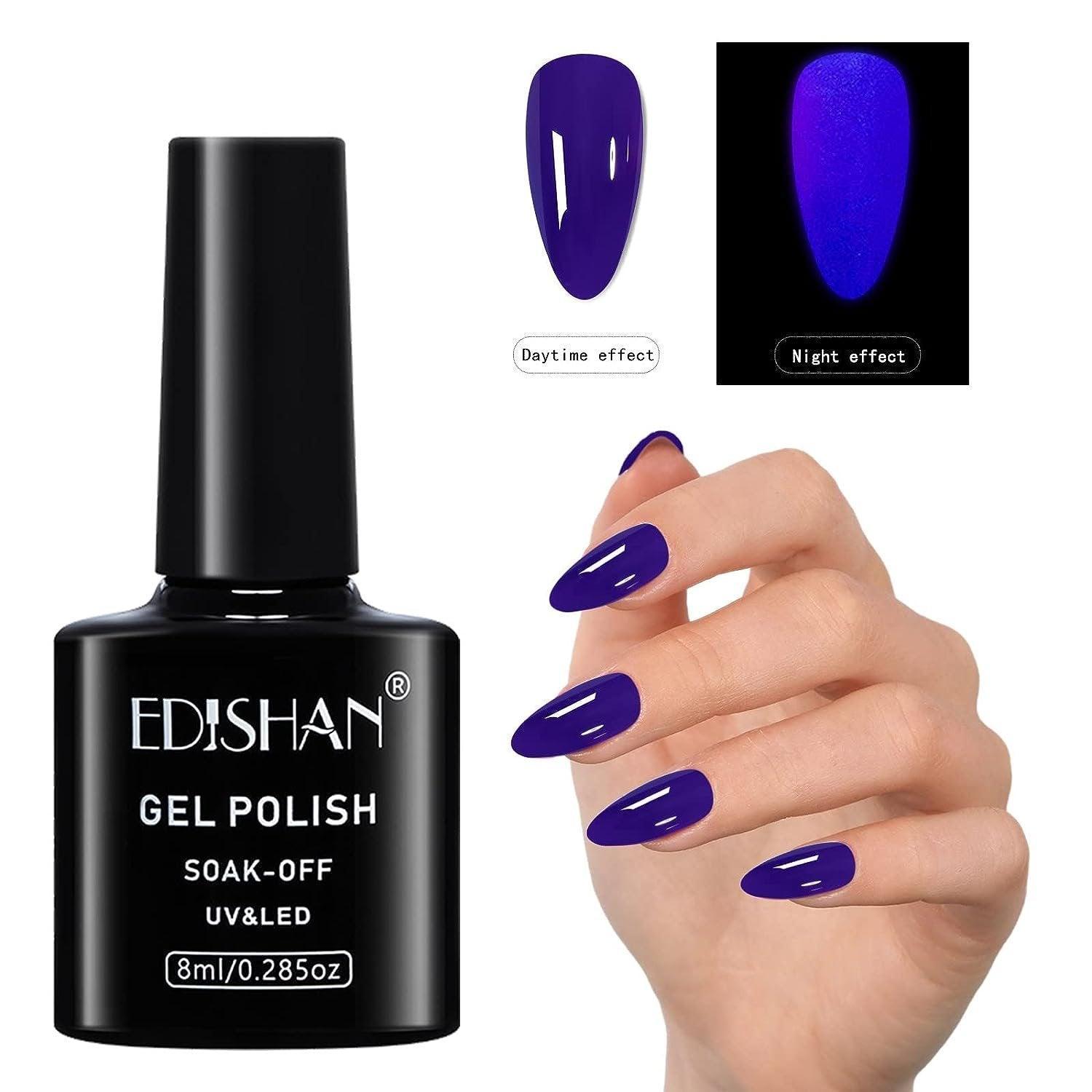8ml Fluorescent Glow-In-Dark Gel Soak Off UV LED Nail Art Varnish DIY Luminous - 08#Fluorescent Purple Sweet Potao