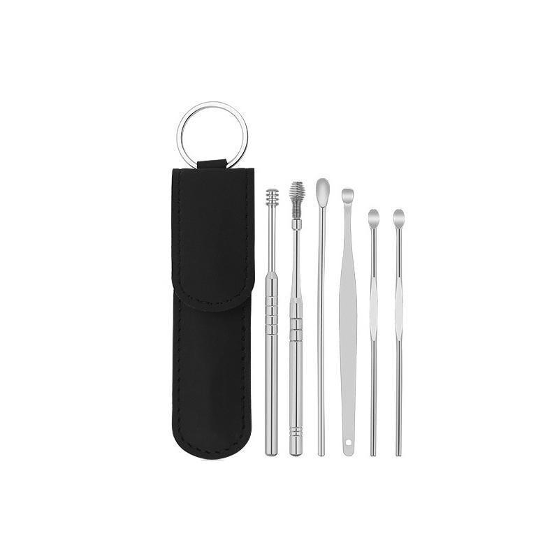 6Pcs Earpick Ear Wax Curette Ear Cleaner Remover Spoon Ear Cleaning Tool Kit - Green