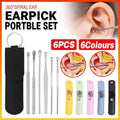 6Pcs Earpick Ear Wax Curette Ear Cleaner Remover Spoon Ear Cleaning Tool Kit - Purple