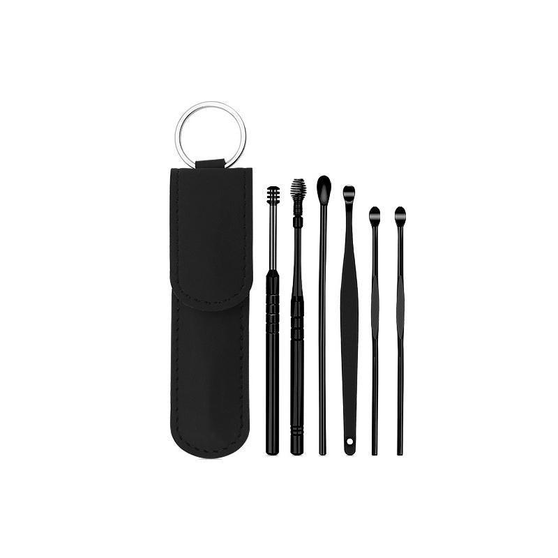 6Pcs Earpick Ear Wax Curette Ear Cleaner Remover Spoon Ear Cleaning Tool Kit - Purple