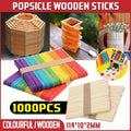 1000PCS Natural Wooden Craft Sticks Paddle Pop Sticks Ice Cream coffee stir - Wooden