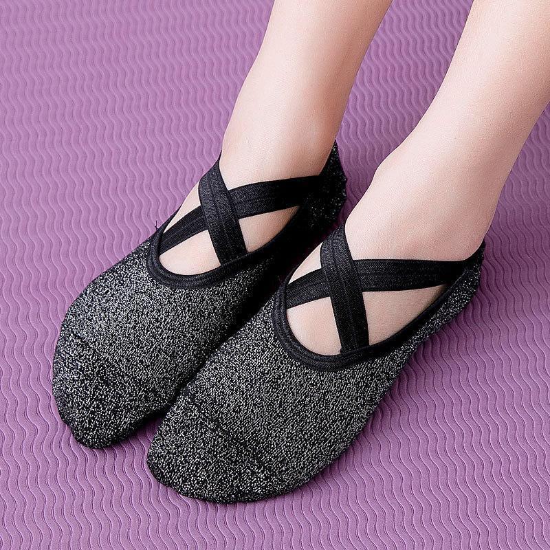 Yoga Socks Non Slip Pilates Ballet Grip Socks for Women Gym Fitness - Purple