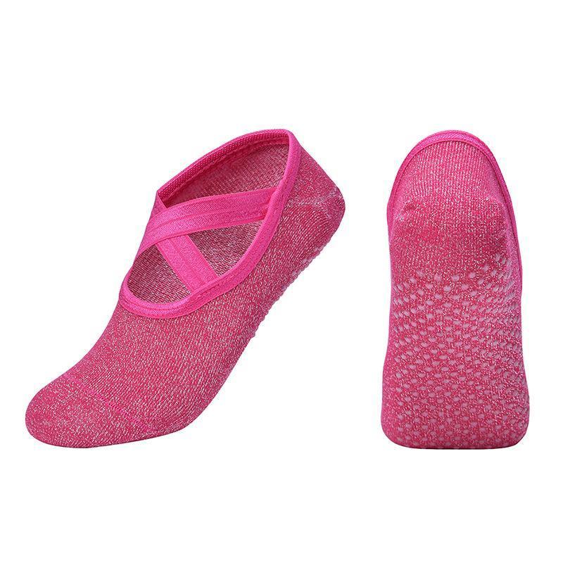 Yoga Socks Non Slip Pilates Ballet Grip Socks for Women Gym Fitness - Purple
