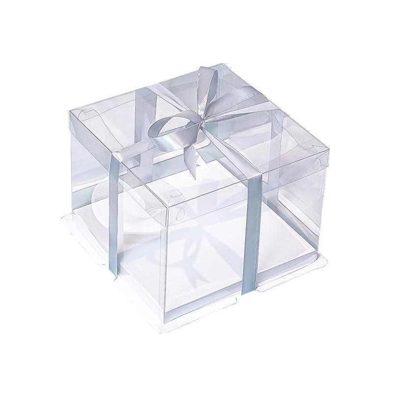 20 PCS Clear Treat Box Box Portable Cake Display Transparent Birthday Cake - 8 INCH(without ribbon)-Single