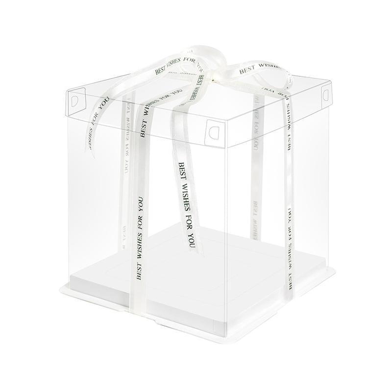 20 PCS Clear Treat Box Box Portable Cake Display Transparent Birthday Cake - 8 INCH(without ribbon)-Single
