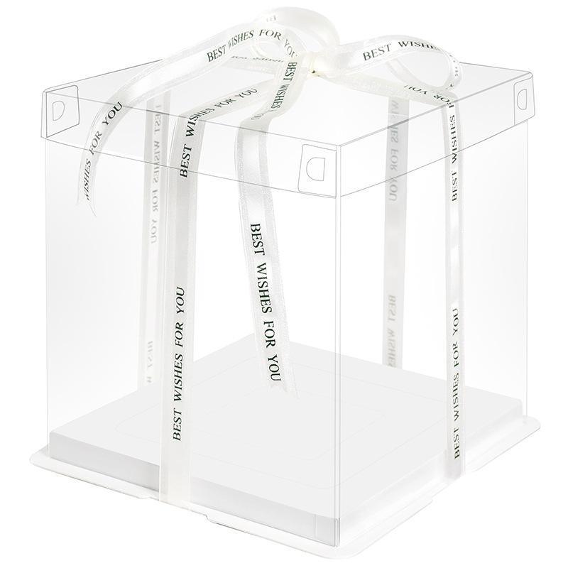 20 PCS Clear Treat Box Box Portable Cake Display Transparent Birthday Cake - 8 INCH(without ribbon)-Single