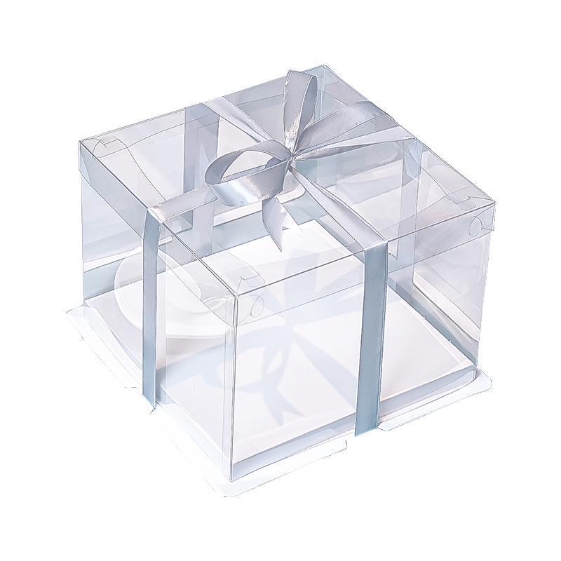 20 PCS Clear Treat Box Box Portable Cake Display Transparent Birthday Cake - 6 INCH(without ribbon)-Double