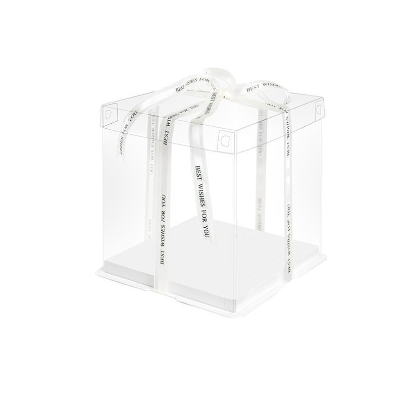 20 PCS Clear Treat Box Box Portable Cake Display Transparent Birthday Cake - 6 INCH(without ribbon)-Double