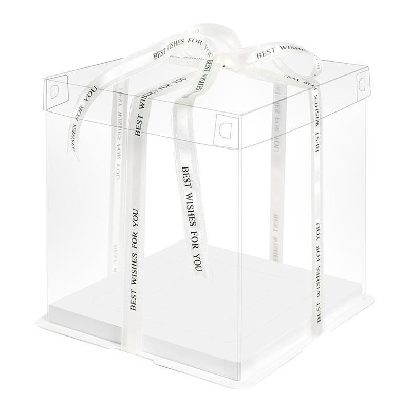 20 PCS Clear Treat Box Box Portable Cake Display Transparent Birthday Cake - 6 INCH(without ribbon)-Double