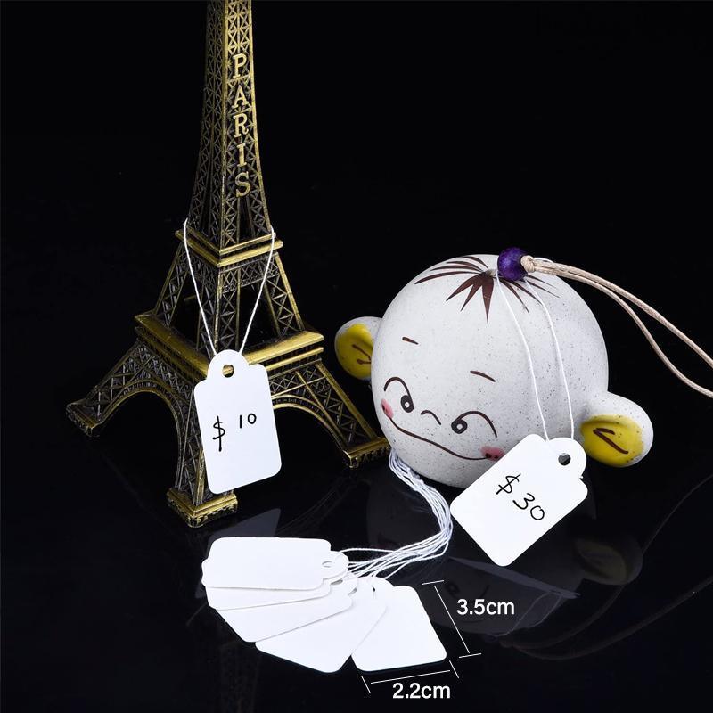 500PCS White Strung Tags Labels Retail Luggage Jewelry price tags with string - 2.2*3.5cm