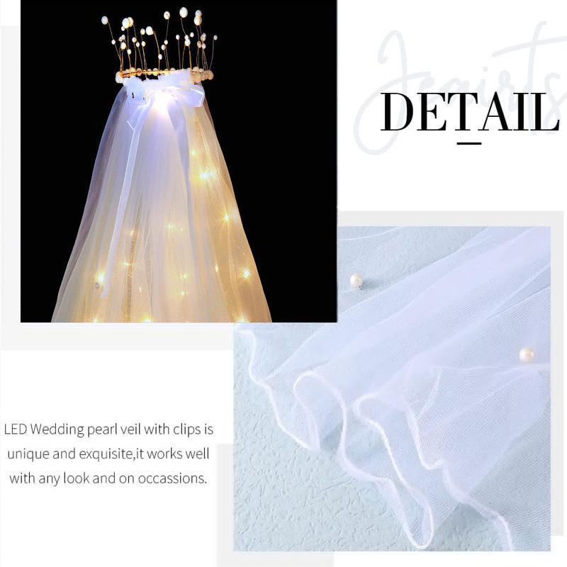 LED Crowns Glowing Headdress Wedding Bride Crowns Pearl Headwear viel party