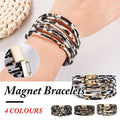 Fashion Snap Lock Leather Bohemian Leopard Print Bangle Stylish Bracelet Gift - White