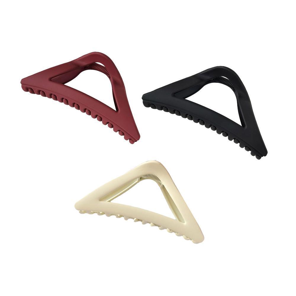 Women's Simple Hair Claws Clip Large Geometric Barrette Ponytail Clamp Hairpin - Wine Red