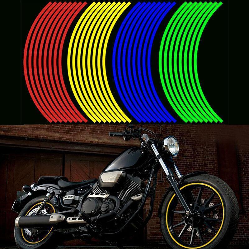 18inch Reflective Rim Tape Wheel Stripe Decal Trim Sticker For Car Motorcycle - Reflective Red