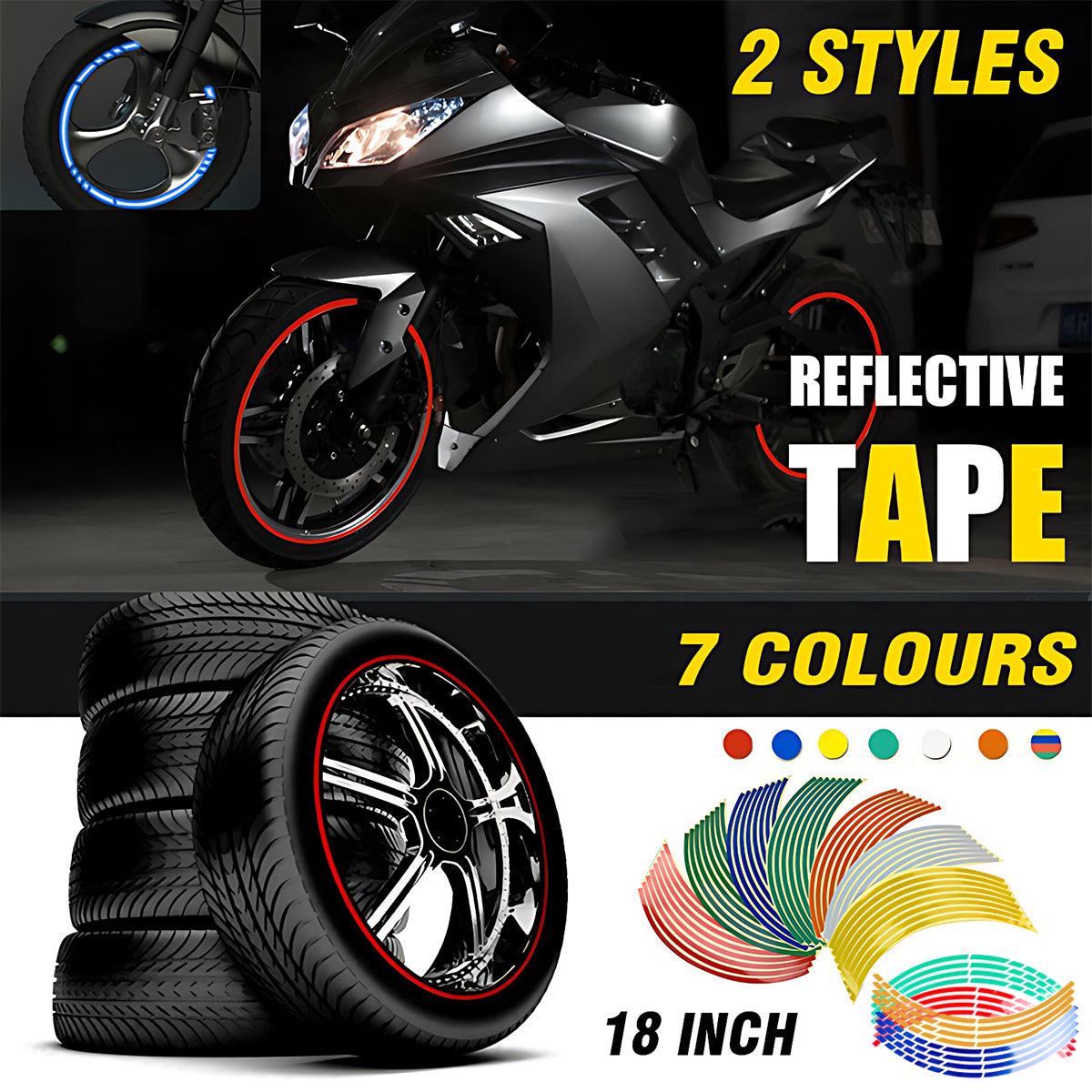 18inch Reflective Rim Tape Wheel Stripe Decal Trim Sticker For Car Motorcycle - Reflecstive 7-Colour
