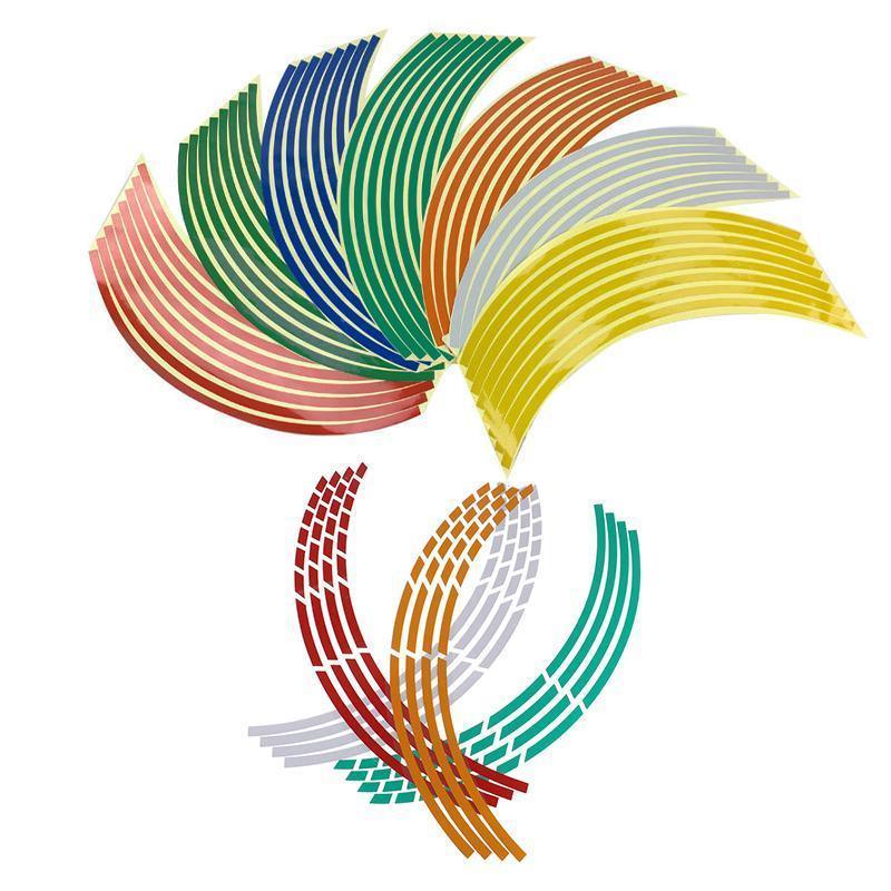 18inch Reflective Rim Tape Wheel Stripe Decal Trim Sticker For Car Motorcycle - Reflecstive 7-Colour