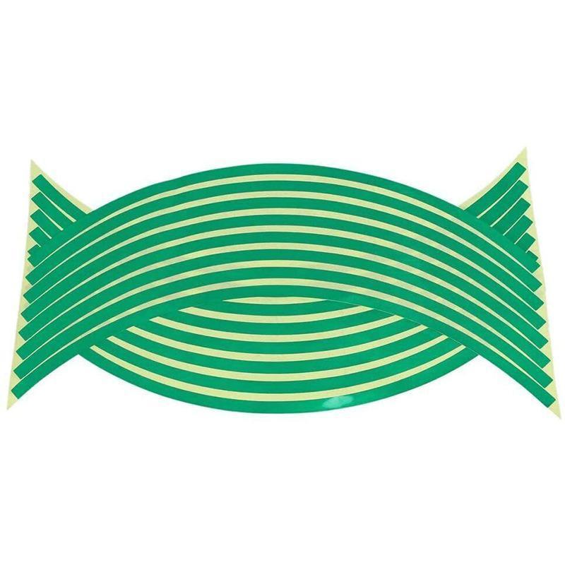 18inch Reflective Rim Tape Wheel Stripe Decal Trim Sticker For Car Motorcycle - Break-Reflective Green