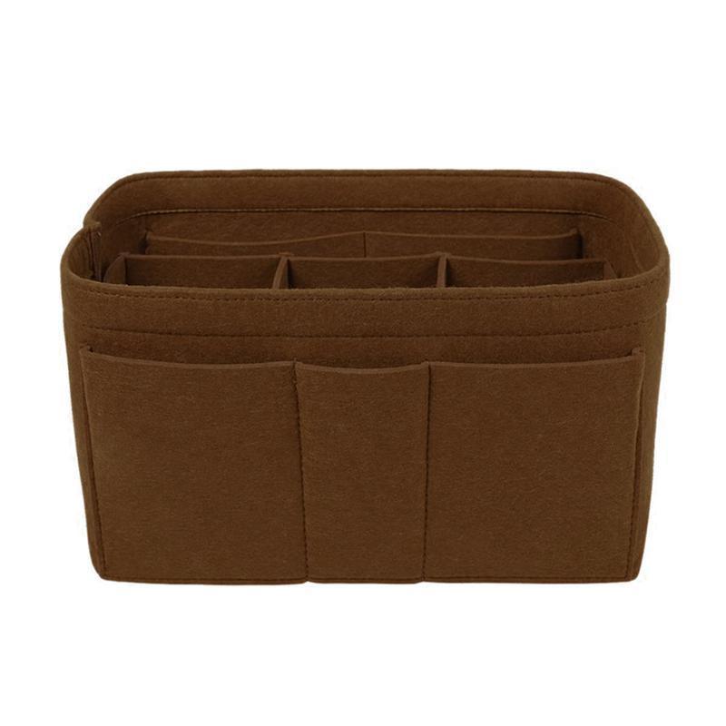 Felt Handbag Organizer Insert with Multiple Pockets for Tote and Purse - Red L Size