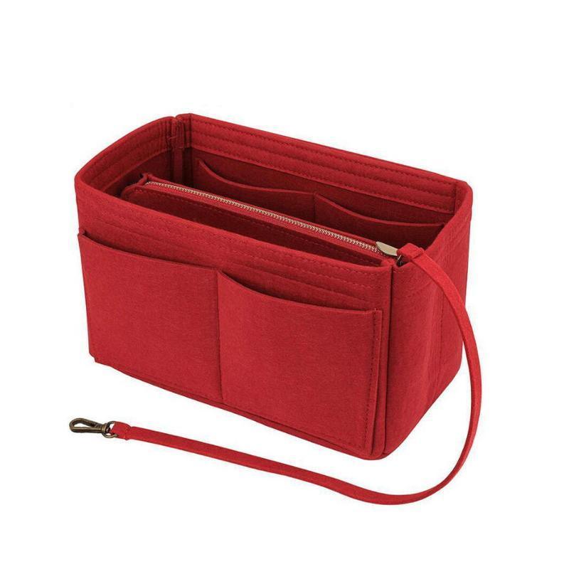 Felt Handbag Organizer Insert with Multiple Pockets for Tote and Purse - Coffee M Size