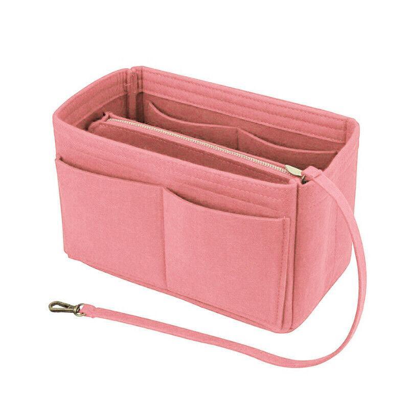 Felt Handbag Organizer Insert with Multiple Pockets for Tote and Purse - Coffee M Size