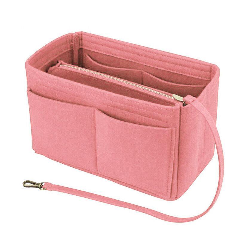 Felt Handbag Organizer Insert with Multiple Pockets for Tote and Purse - Coffee L Size