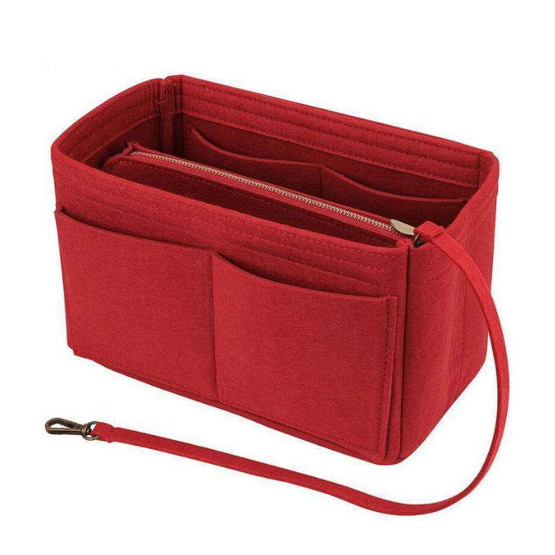 Felt Handbag Organizer Insert with Multiple Pockets for Tote and Purse - Pink XL Size