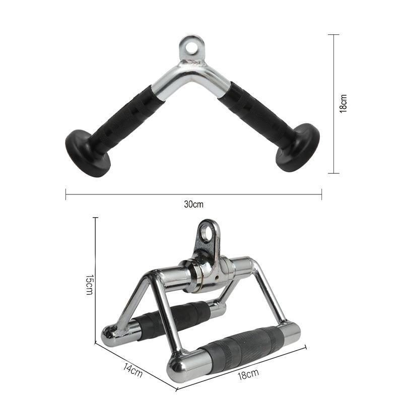 Cable Pulley Attachment Tricep Rope V Grip LAT Pull Down Gym Accessory - EZ Curl Pull-Down Bar