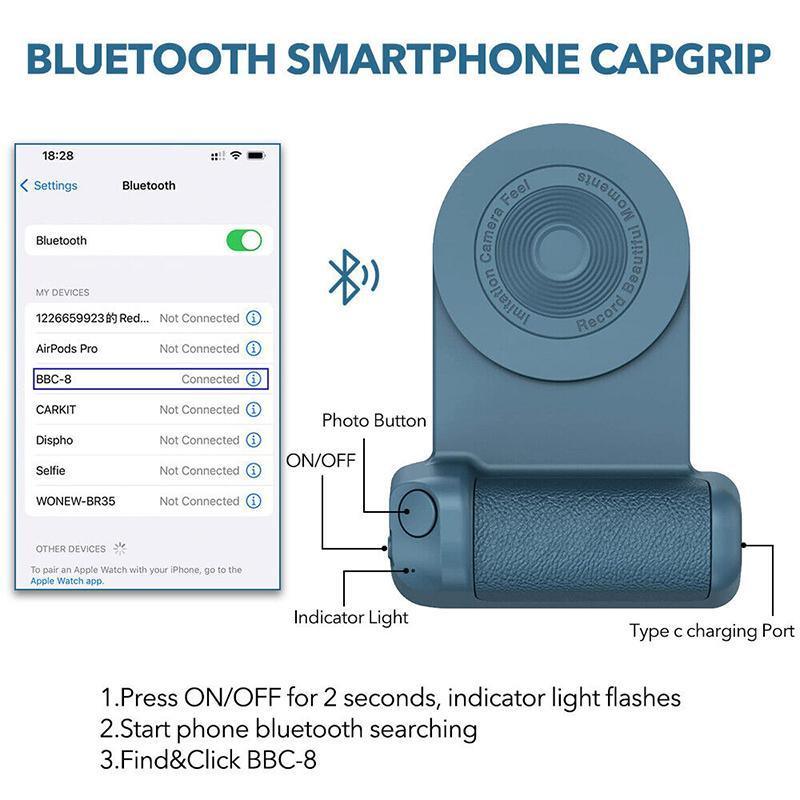 Bluetooth Camera Grip Handle for Phone Photography Bracket - Blue