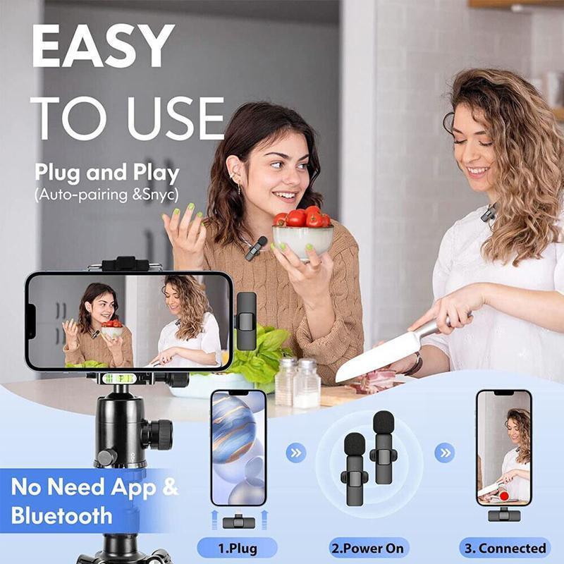 Wireless Lavalier Microphone Mini Mic For Android iPhone iPad Vlog Live Stream - Lightning For iPhone(One Microphone)