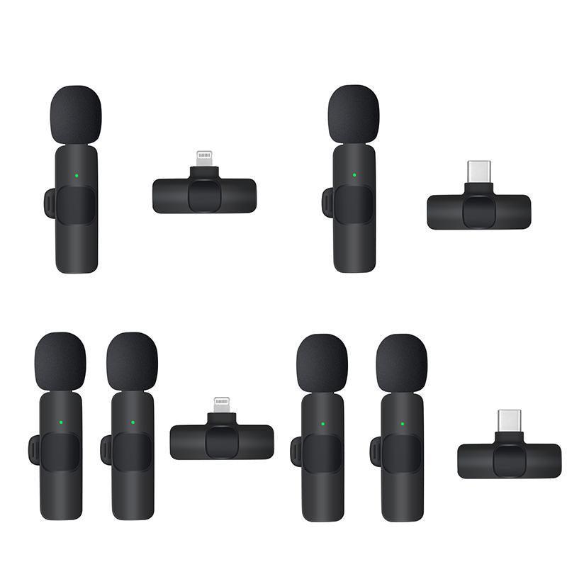 Wireless Lavalier Microphone Mini Mic For Android iPhone iPad Vlog Live Stream - Lightning (Two Microphones)