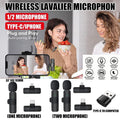 Wireless Lavalier Microphone Mini Mic For Android iPhone iPad Vlog Live Stream - Type-C (Two Microphones)
