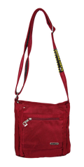 FIB Mens Crossbody Bag Shoulder Strap Travel Satchel Wallet Pockets - Burgundy