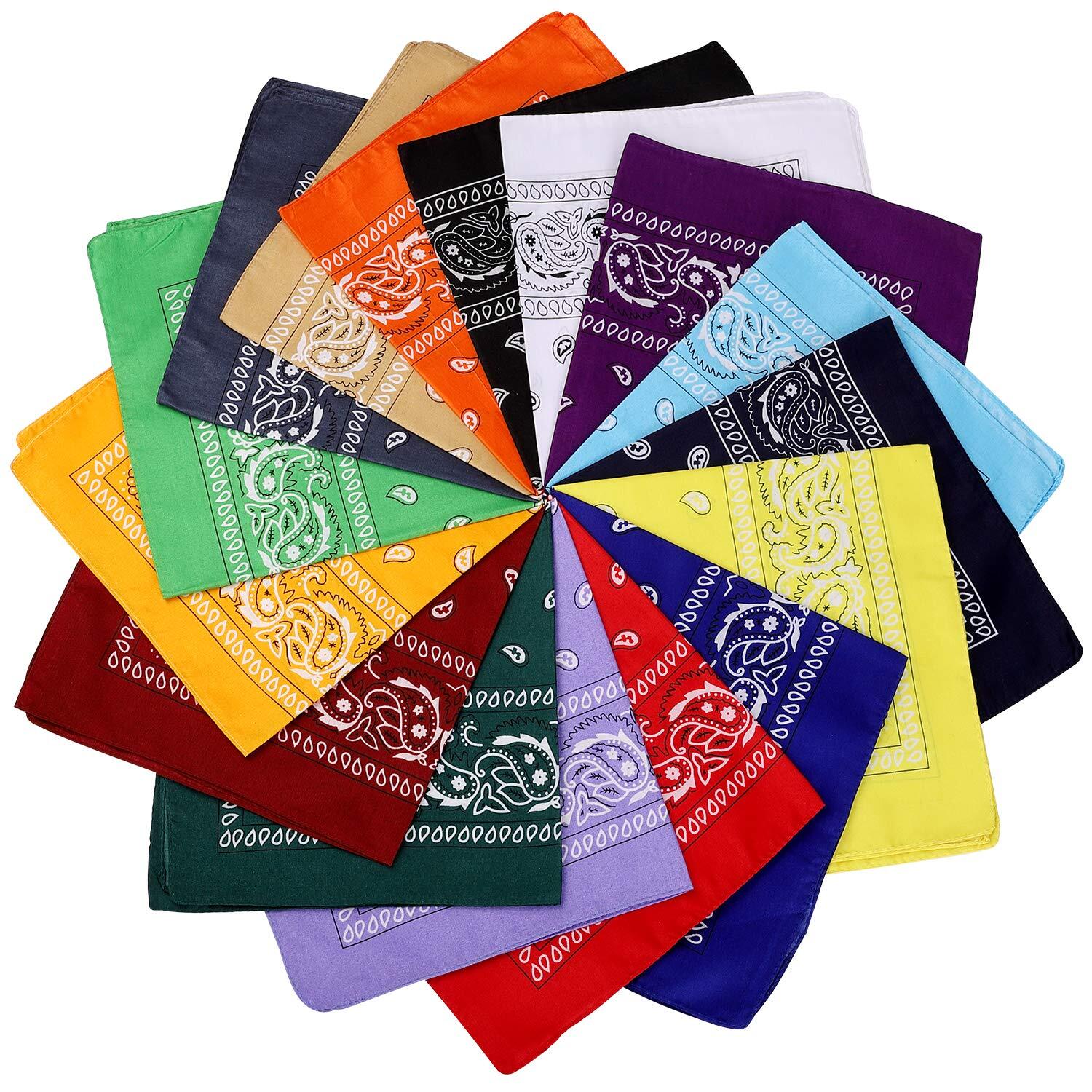 20x BANDANA Paisley 100% COTTON Head Wrap Durag Bandanna Scarf Mask BULK - Assorted Colour Pack