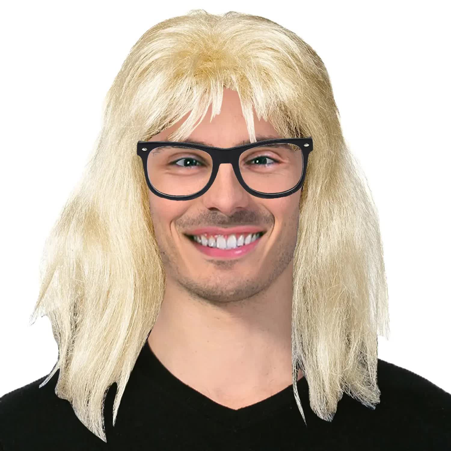 Nerd Mullet Wig 80s Party Costume Rock Bogan Punk 70s 90s Hair