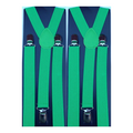 2x Mens Suspenders Braces Adjustable Strong Clip On Elastic Formal Wedding Slim - Green