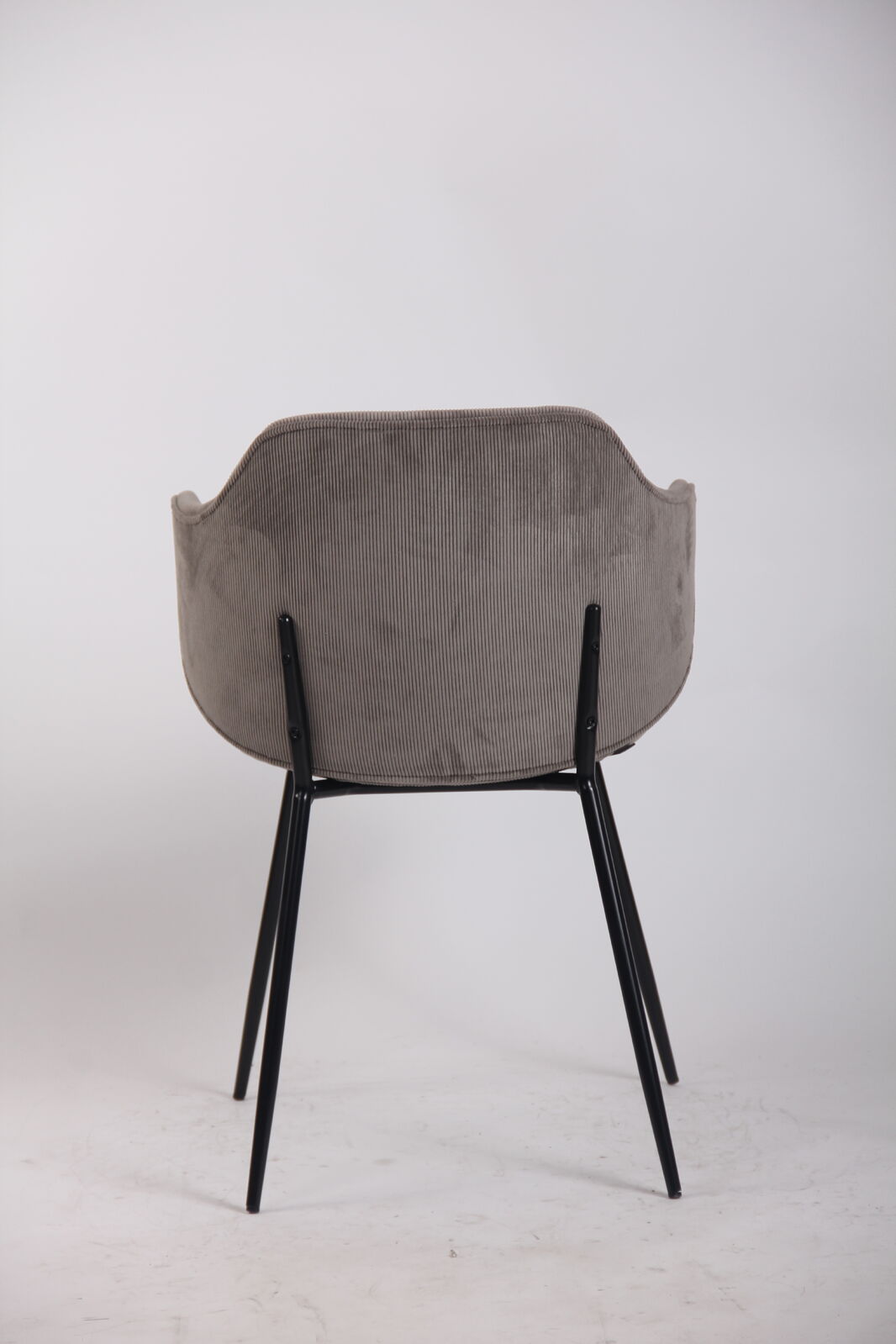 Set of 4 Dining Chairs with Corduroy Cord Fabric in Grey