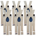 6x Mens Suspenders Braces Adjustable Strong Clip On Elastic Formal Wedding BULK - Sand