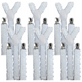 6x Mens Suspenders Braces Adjustable Strong Clip On Elastic Formal Wedding BULK - White (Sequin)