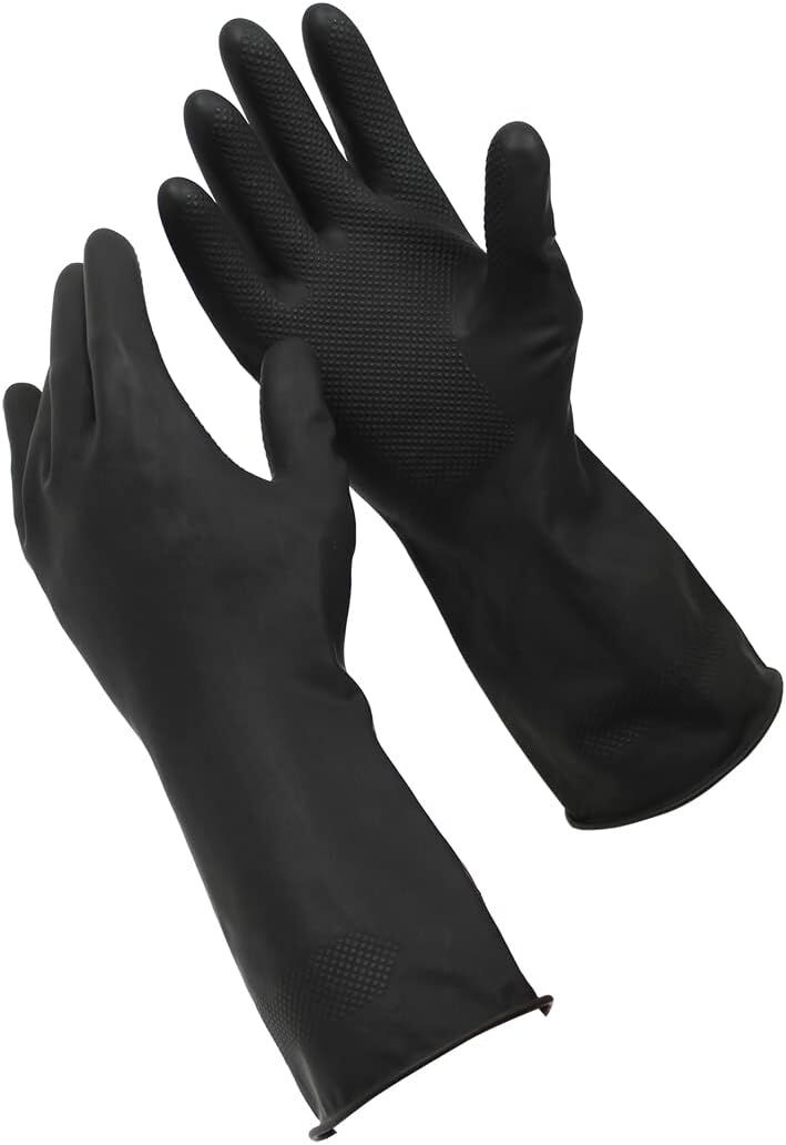 12 Pairs Sabco Heavy Duty Latex Gloves w/ Cotton Lining - Large Size