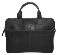 Futura Mens Slimline Leather Laptop Bag School Work Satchel Shoulder Strap - Black